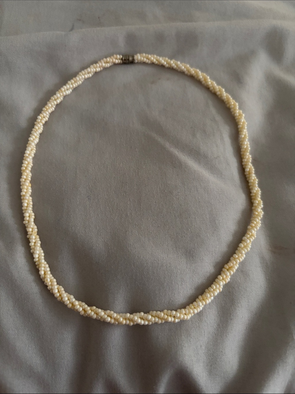 Cream Seed Bead Twist Necklace - Elegant Womens Jewelry